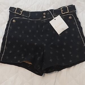 Chloe Black Patterned High Waist Shorts